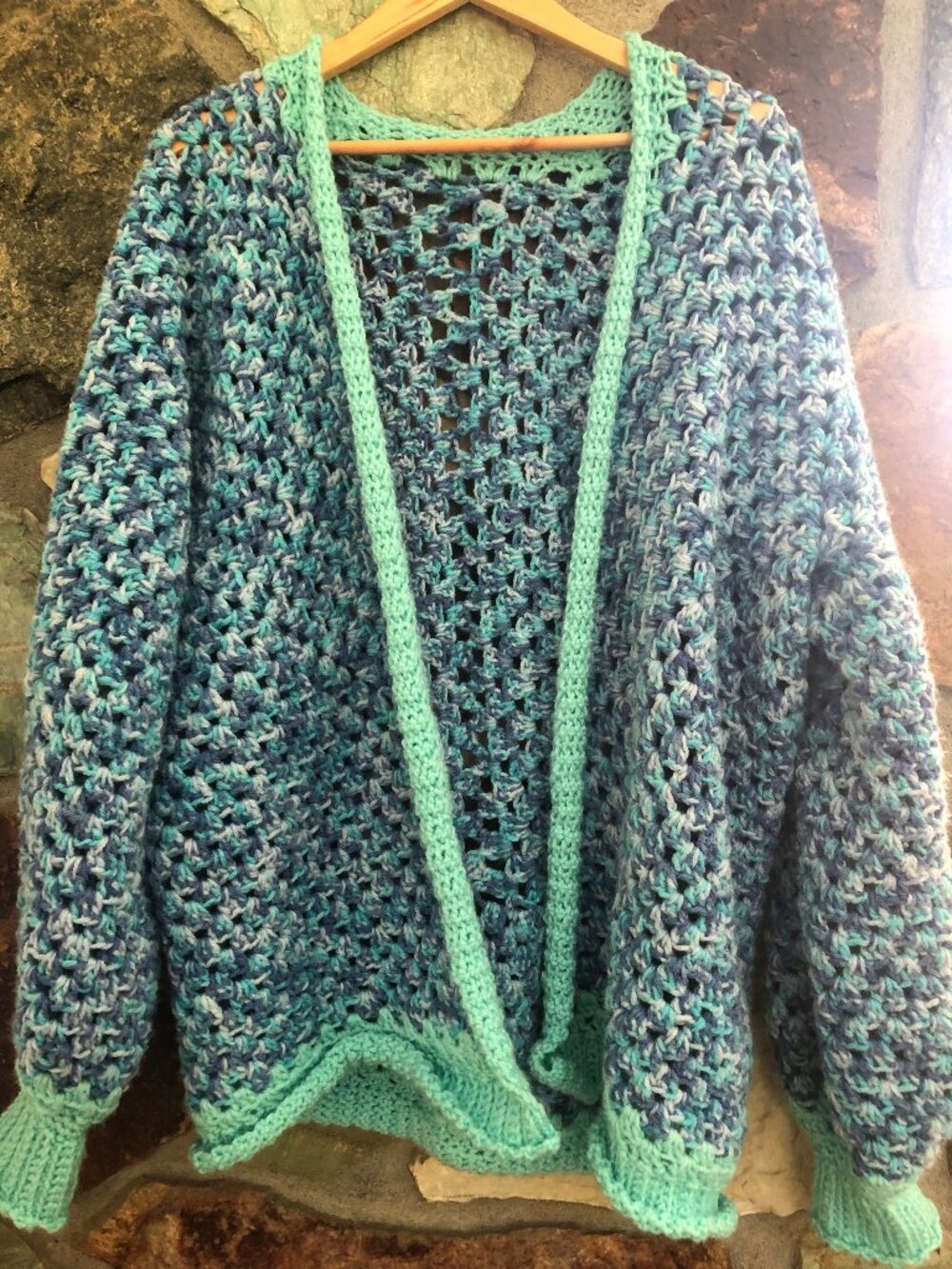 🧶 Handmade Crochet Throw Sweater | Size M (Flexible Fit)